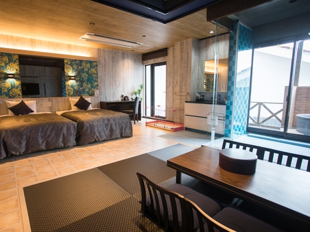 【温泉露天風呂付き客室】◎禁煙ツイン◎ペット同伴可37平米◎